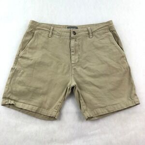 Ash and Erie Mens 33 Khaki Cotton Blend Flat Front Shorts
